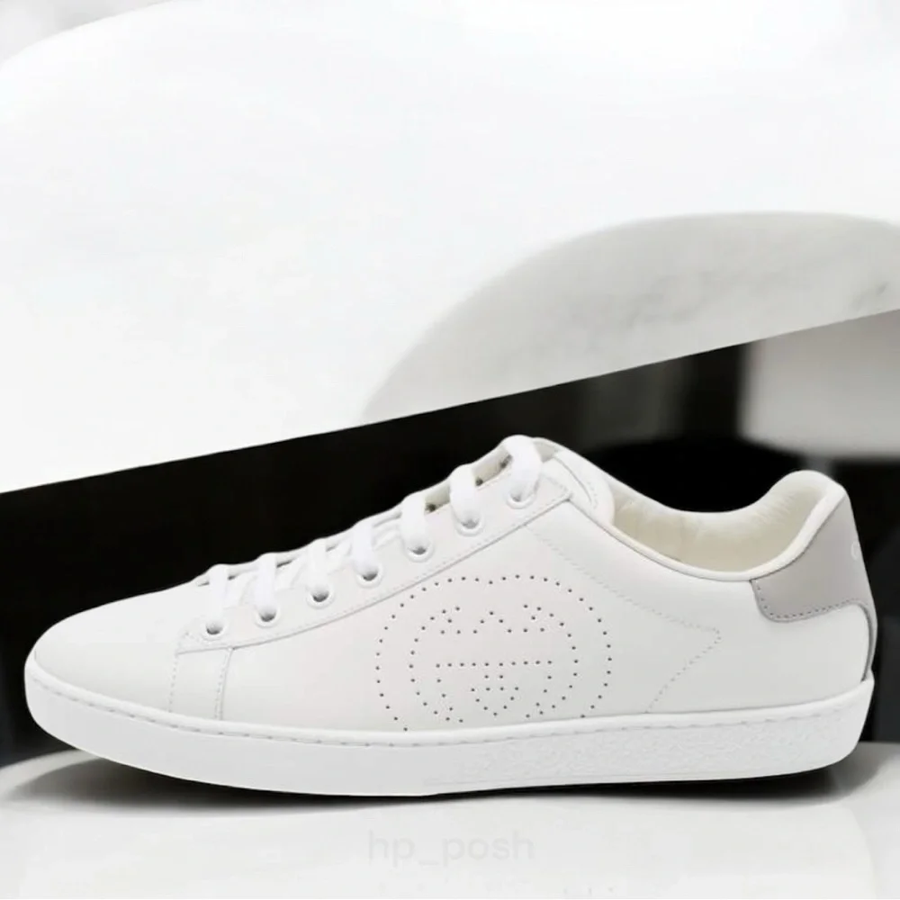 Gucci Men Blanc Micro Soft White and Gray Leather Sneakers
